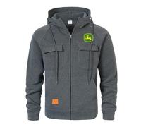 Sudadera Hombre con Capucha Hoodie Jo-hn Dee, Sudaderas Lavado con Cierre Completo, Ideal para Ropa Casual y Deportiva, coat(Dark Grey,L)