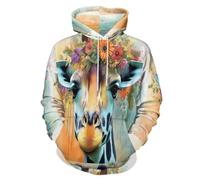 Sudadera Hombre Con Capucha Jirafa De Acuarela Sudaderas Hombres Running Deportivas Con Bolsillo Animal Con Salpicaduras De Tinta Sweatshirt Manga Larga Pullover Hoodie Holgados Ropa De Trabajo Marrón