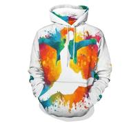 Sudadera Hombre Con Capucha Silueta De Animadora Sudaderas Hombres Running Deportivas Con Bolsillo Salpicadura De Acuarela Sweatshirt Manga Larga Pullover Hoodie Holgados Ropa De Trabajo Blanco
