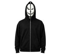 Sudadera Hombre con Cremallera y Capucha Halloween Impresión con Caras | Sweatshirt Casual Deportiva Chaqueta Streetwear Casual y Cómoda Hoodie Hombre Baggy Sudadera Suave para Halloween