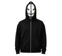 Sudadera Hombre con Cremallera y Capucha Halloween Impresión con Caras | Sweatshirt Casual Deportiva Chaqueta Streetwear Casual y Cómoda Hoodie Hombre Baggy Sudadera Suave para Halloween