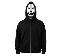 Sudadera Hombre con Cremallera y Capucha Halloween Impresión con Caras | Sweatshirt Casual Deportiva Chaqueta Streetwear Casual y Cómoda Hoodie Hombre Baggy Sudadera Suave para Halloween