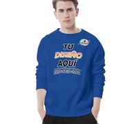 Sudadera Hombre sin Capucha Personalizada con Foto, Texto o Logo Sudaderas Mujer Personalizado Sweatshirt Oversize Hoodie Parte Delantera y Trasera Regalos Originales para Parejas