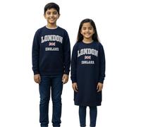 Sudadera infantil de Londres Inglaterra, 5 colores, azul marino, gris, blanco roto, blanco polar, tallas 1 a 13 años, con insignia de metal de la bandera británica, azul marino, 7-8 años