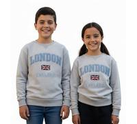 Sudadera infantil de Londres Inglaterra, 5 colores, azul marino, gris, blanco roto, blanco polar, tallas 1 a 13 años, con insignia de metal de la bandera británica, Blanco polar, 3-4 años