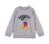 Sudadera Infantil de Mickey Mouse - Color Gris - Talla 12 Años - Elaborado con 65% Algodón de 240 gsm y 35% Poliéster - Estampado de Mickey Mouse - Producto Original Diseñado en España