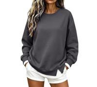 Sudadera informal con capucha para mujer de otoño e invierno, holgada y | (Dark Gray, S)