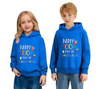 Sudadera Informal con Capucha y Manga Larga para niña con Estampado de celebración de los 100 días de Colegio, para Jugar y la Escuela, diseño de Gafas y Texto 100 días más Inteligente.