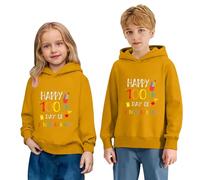 Sudadera Informal con Capucha y Manga Larga para niña con Estampado de celebración de los 100 días de Colegio, para Jugar y la Escuela, diseño de Gafas y Texto 100 días más Inteligente.