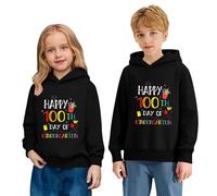 Sudadera Informal con Capucha y Manga Larga para niña con Estampado de celebración de los 100 días de Colegio, para Jugar y la Escuela, diseño de Gafas y Texto 100 días más Inteligente.