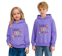 Sudadera Informal con Capucha y Manga Larga para niña con Estampado de celebración de los 100 días de Colegio, para Jugar y la Escuela, diseño de Gafas y Texto 100 días más Inteligente.