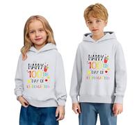 Sudadera Informal con Capucha y Manga Larga para niña con Estampado de celebración de los 100 días de Colegio, para Jugar y la Escuela, diseño de Gafas y Texto 100 días más Inteligente.
