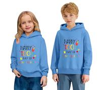 Sudadera Informal con Capucha y Manga Larga para niña con Estampado de celebración de los 100 días de Colegio, para Jugar y la Escuela, diseño de Gafas y Texto 100 días más Inteligente.