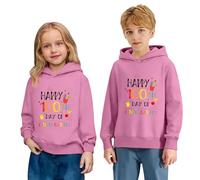 Sudadera Informal con Capucha y Manga Larga para niña con Estampado de celebración de los 100 días de Colegio, para Jugar y la Escuela, diseño de Gafas y Texto 100 días más Inteligente.