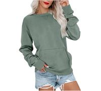 Sudadera informal con cuello redondo para mujer, sin capucha, con bolsillo canguro, Pasto Verde, XL