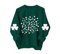 Sudadera informal con temática del día de San Patricio para mujer con diseño festivo de corazón irlandés para un ajuste cómodo y holgado, verde oscuro, S