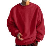 Sudadera informal de forro polar para hombre, de invierno, monocolor, de forro polar, manga larga, cuello redondo, de invierno, de felpa, de manga larga, tallas grandes, para hombre, ropa de calle