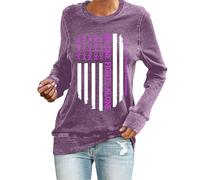 Sudadera informal de gran tamaño para mujer, para concienciación sobre la violencia doméstica, sudadera con estampado de cinta morada, sudadera de algodón para mujer, Morado (, S