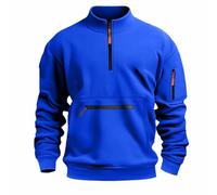 Sudadera informal de manga larga con media cremallera para hombre, cuello inteligente, sudadera deportiva atlética, bolsillos con cremallera, sudadera de trabajo cómoda, sudadera acanalada, azul, XXL