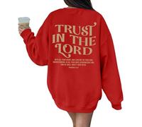 Sudadera informal de manga larga para mujer, sin capucha, cómoda, holgada, suave, transpirable, elegante, para la calle, suéteres para mujer, sudaderas del Reino Unido para mujer, rosso, XXL