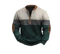 Sudadera informal inteligente para hombre, con media cremallera, sudadera casual de manga larga, sudadera casual con estampado 3D, sudadera de golf, ajuste regular, sudaderas de invierno a rayas