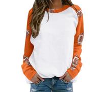 Sudadera informal para mujer, manga raglán, para el día del partido, cuello redondo, diseño gráfico, ropa divertida, ajuste holgado, para mamá, backwoods, naranja, S
