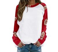 Sudadera informal para mujer, manga raglán, para el día del partido, cuello redondo, diseño gráfico, ropa divertida, ajuste holgado, para mamá, backwoods, rosso, M