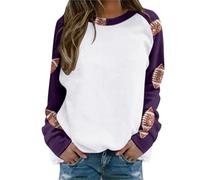 Sudadera informal para mujer, manga raglán, para el día del partido, cuello redondo, diseño gráfico, ropa divertida, ajuste holgado, para mamá, backwoods, Morado (, XL