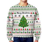 Sudadera informal sin capucha para hombre, invierno, Navidad, divertida, fea, sucia, secreta, Blanco, 3XL
