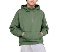 Sudadera Jack Casual Color Sólido Invierno Nueva Sudadera Cálida Media Cremallera Práctica Manga, verde, 12-13 años