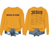 Sudadera Jesus Is King, camisa de Jesús, camisas cristianas, religiosa, manga larga, cuello redondo, amarillo, 3XL