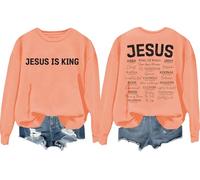 Sudadera Jesus Is King, camisa de Jesús, camisas cristianas, religiosa, manga larga, cuello redondo, Hami naranja, 3XL