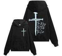 Sudadera Jesus The Way The Truth The Life, The Way The Truth The Life, camiseta Christian Jesus para mujer y hombre, Negro-1, M