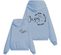 Sudadera Jesus The Way The Truth The Life, The Way The Truth The Life, camiseta Christian Jesus para mujer y hombre, Azul cielo-1, M