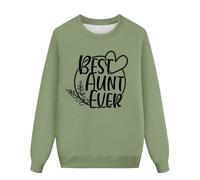 Sudadera larga con capucha de manga larga con cuello redondo y hombros descubiertos, informal, de moda, para mujer, con estampado de letras, 1 sudadera de invierno, Light Green, L