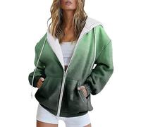 Sudadera larga con capucha para mujer, chaqueta deportiva con cremallera, holgada, color degradado, estampado de manga larga, camisas Colla, g, 4XL