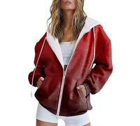 Sudadera larga con capucha para mujer, chaqueta deportiva con cremallera, holgada, color degradado, estampado de manga larga, camisas Colla, f, M