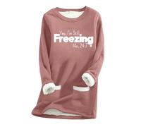 Sudadera larga con capucha para mujer YES I'M FREEZING ME 24:7 casual con estampado grueso para mujer, oro rosa, L
