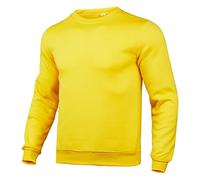 Sudadera larga para hombre sin capucha, monocolor, cuello redondo, forro polar, invierno, manga larga, ropa deportiva, minimalista, camiseta de manga larga, amarillo, M