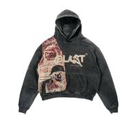 Sudadera larga para mujer, sudadera con capucha grande de manga larga y regular, tallas grandes, sudadera con capucha de gran tamaño, fina con estampado retroceso, chaqueta de forro polar, ligera