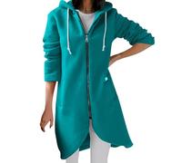 Sudadera larga tipo túnica para mujer, de manga larga, con capucha de forro polar, chaqueta de otoño, abrigo casual con, Pasto Verde, M