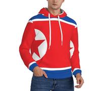 Sudadera Ligera con Capucha para Hombre Transpirable Antiviento Estampado North Korea Bandera Tejido Suave Actividades Al Aire Libre Entrenamiento Y Uso Deportivo Cotidiano