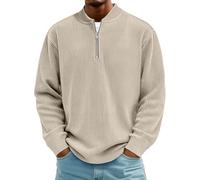 Sudadera ligera con cremallera de un cuarto para hombre, casual, manga larga, pana, media cremallera, sudadera térmica, K002-caqui, M