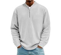 Sudadera ligera con cremallera de un cuarto para hombre, casual, manga larga, pana, media cremallera, sudadera térmica, K003-gris claro, M