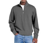 Sudadera ligera con cremallera de un cuarto para hombre, cuello en V, para hombre, Reino Unido, gris, 5XL