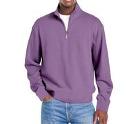 Sudadera ligera con cremallera de un cuarto para hombre, cuello en V, para hombre, Reino Unido, Morado (, S