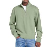 Sudadera ligera con cremallera de un cuarto para hombre, cuello en V, para hombre, Reino Unido, verde, M