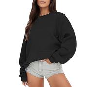 Sudadera ligera sin capucha para mujer con bolsillos, sudadera con capucha, blusa, sudadera con bolsillos, chaquetas térmicas, ropa deportiva, top cálido, ropa de abrigo para mujer, Negro, XXL
