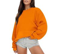 Sudadera ligera sin capucha para mujer con bolsillos, sudadera con capucha, blusa, sudadera con bolsillos, chaquetas térmicas, ropa deportiva, top cálido, ropa de abrigo para mujer, naranja, XL