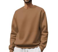 Sudadera ligera y lisa para hombre 2026 con estampado de Halloween, linda casual y a la moda, cuello redondo, poliéster grueso, sudadera con capucha para entrenamiento en interiores y exteriores, café